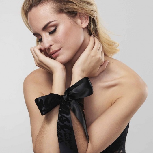 Черные ленты для связывания SILKY SENSUAL HANDCUFFS - Bijoux Indiscrets - купить с доставкой в Подольске