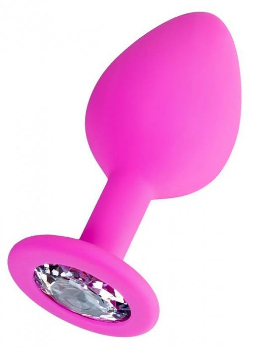 Розовая анальная втулка Brilliant с прозрачным кристаллом - 8 см. - ToyFa - купить с доставкой в Подольске