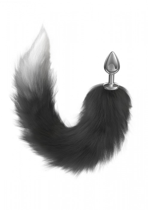 Серебристая анальная пробка с черным хвостом Galaxy - Lola Games - купить с доставкой в Подольске
