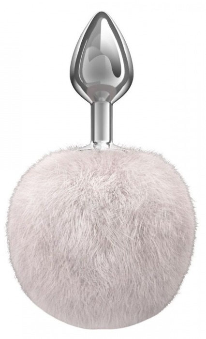 Серебристая анальная пробка с белым пушистым хвостиком Twinkle - Lola Games - купить с доставкой в Подольске