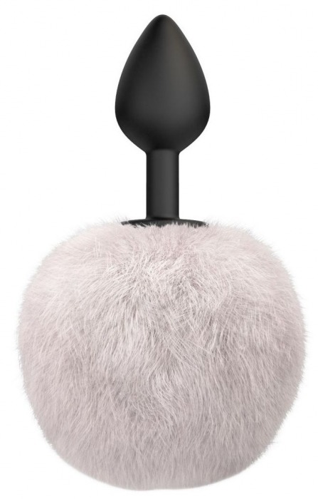 Черная анальная пробка с белым пушистым хвостиком Fluffy - Lola Games