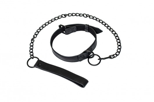 Черный ошейник Sin с поводком - Lola Games - купить с доставкой в Подольске