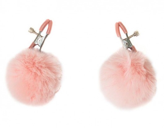 Зажимы на соски Angelic с розовыми меховыми шариками - Lola Games - купить с доставкой в Подольске