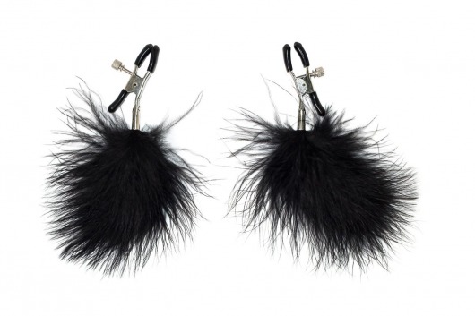 Зажимы на соски с черным пухом Euphoric - Lola Games - купить с доставкой в Подольске