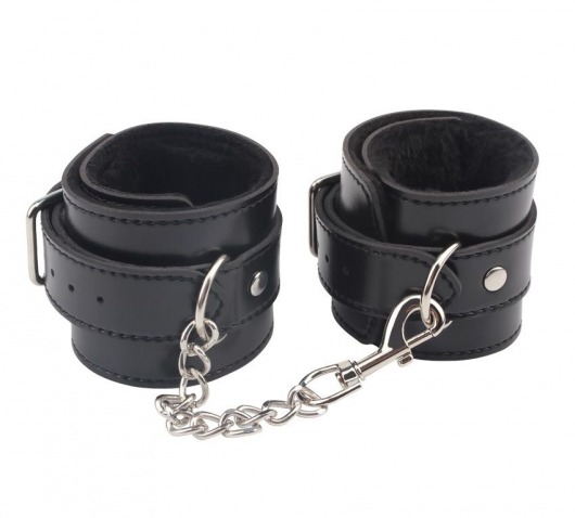 Черные оковы на ноги Obey Me Leather Ankle Cuffs - Chisa - купить с доставкой в Подольске