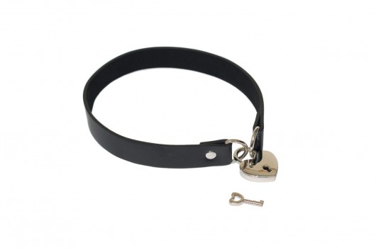 Черный ошейник Utopia с замком и ключиком - Lola Games - купить с доставкой в Подольске
