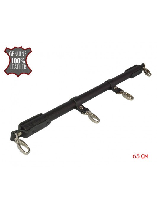 Черная металлическая распорка с кожаными ремешками и карабинами - 65 см. - Sitabella - купить с доставкой в Подольске