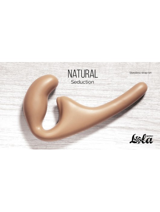 Бежевый безремневой страпон Seduction - 20,5 см. - Lola Games - купить с доставкой в Подольске