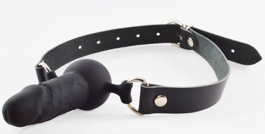 Черный кляп-шар с фаллосом на регулируемых ремешках - Sitabella - купить с доставкой в Подольске