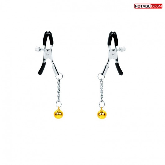 Оригинальные зажимы на соски с желтыми шариками - Notabu - купить с доставкой в Подольске