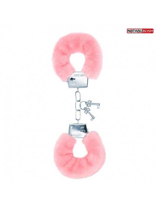 Металлические наручники с мягкой нежно-розовой опушкой - Notabu - купить с доставкой в Подольске
