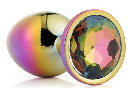 Голографическая анальная втулка с радужным кристаллом - 7,1 см. - Dream Toys - купить с доставкой в Подольске