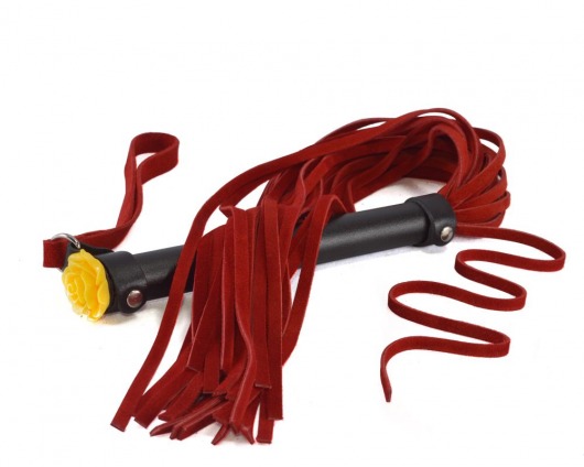 Красная многохвостая плеть с розой на рукояти - 60 см. - Sitabella - купить с доставкой в Подольске
