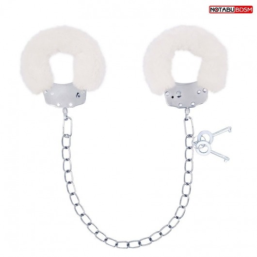 Белые меховые оковы на сцепке с ключиками - Notabu - купить с доставкой в Подольске