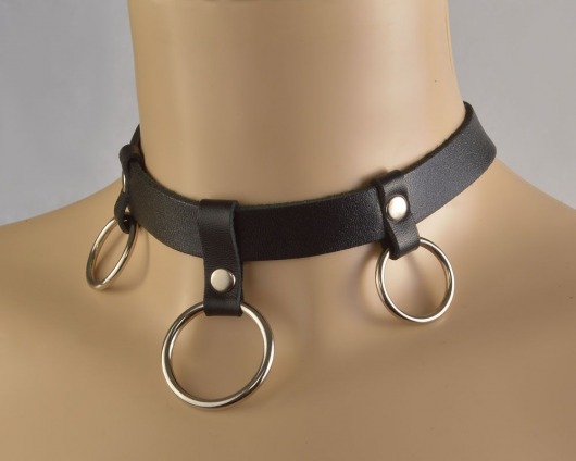 Черный чокер  Соло  с 3 кольцами - Sitabella - купить с доставкой в Подольске