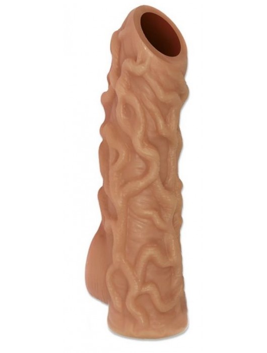 Телесная насадка с венками и открытой головкой Nude Sleeve M - 12 см. - KOKOS - в Подольске купить с доставкой