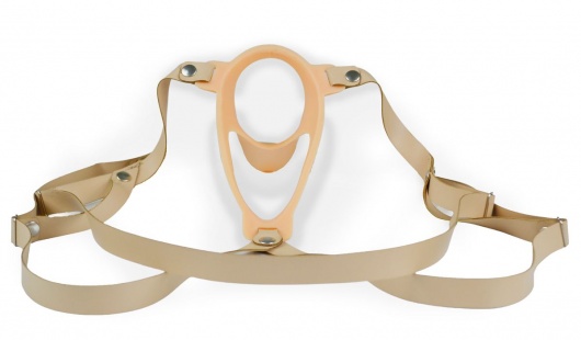 Телесный эректор-ложечка с фиксацией на ремешках MEN STYLE - LOVETOY (А-Полимер) - в Подольске купить с доставкой