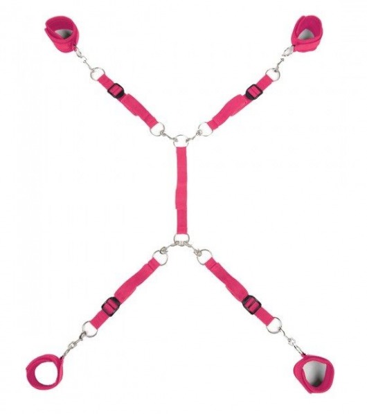 Ярко-розовый набор фиксаций на кровати Classic Bed Spreader - Lux Fetish - купить с доставкой в Подольске