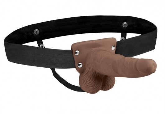 Коричневый перезаряжаемый вибрострапон - 18 см. - Lux Fetish - купить с доставкой в Подольске