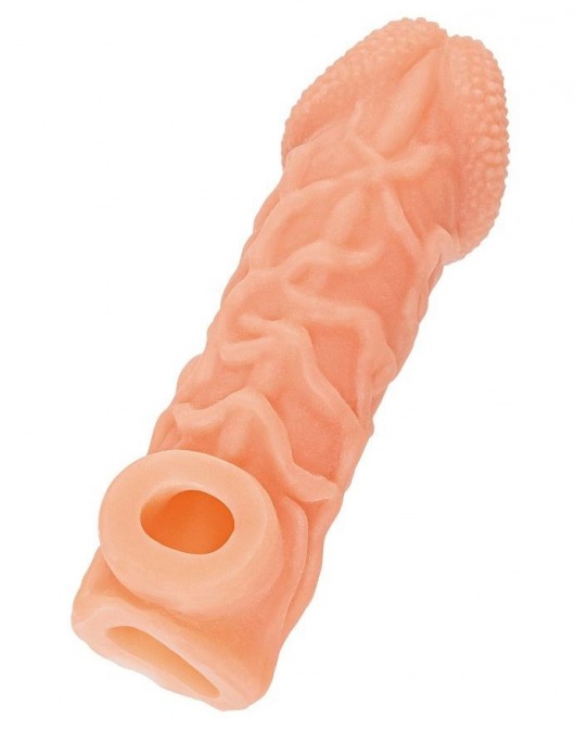 Телесная закрытая насадка с венками Cock Sleeve Size S - 13,8 см. - KOKOS - в Подольске купить с доставкой