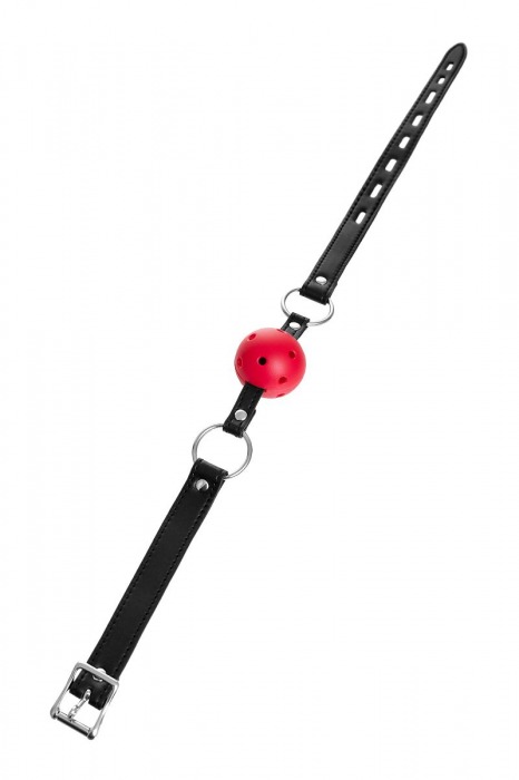 Красный кляп-шар на черных ремешках - ToyFa - купить с доставкой в Подольске