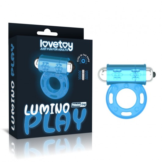 Голубое, светящееся в темноте эрекционное виброкольцо Lumino Play Vibrating Penis Ring - Lovetoy - в Подольске купить с доставкой