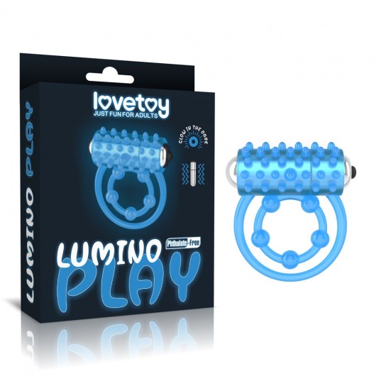 Голубое, светящееся в темноте виброкольцо Lumino Play Vibrating Penis Ring - Lovetoy - в Подольске купить с доставкой