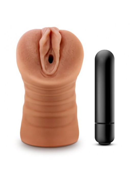 Мастурбатор-вагина цвета карамели Julieta с вибрацией - Blush Novelties - в Подольске купить с доставкой
