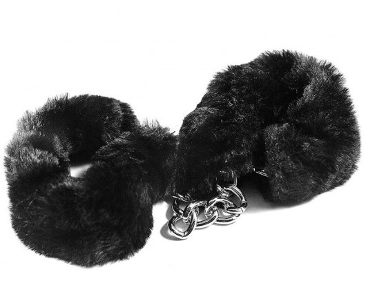 Наручники с черным искусственным мехом - Vulgar - купить с доставкой в Подольске