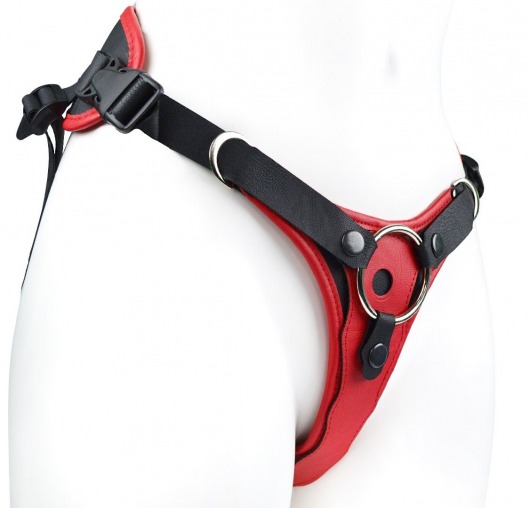 Красно-черный женский пояс с 2 способами крепления насадок - LOVETOY (А-Полимер) - купить с доставкой в Подольске