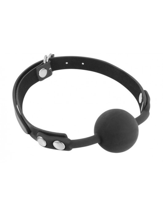 Черный силиконовый кляп-шарик на ремешках - Fetish Tentation - купить с доставкой в Подольске