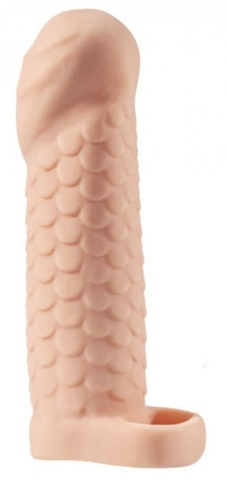 Телесная рельефная насадка-удлинитель KLEON с подхватом - 15 см. - Sitabella - в Подольске купить с доставкой