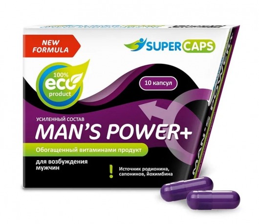 Возбуждающее средство для мужчин Mans Power plus - 10 капсул (0,35 гр.) +1 в подарок - SuperCaps - купить с доставкой в Подольске