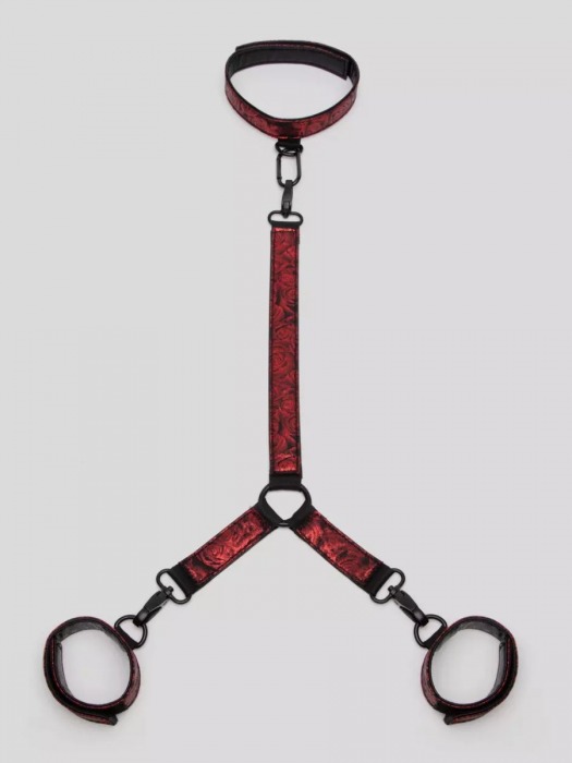 Ошейник с наручниками Reversible Faux Leather Collar and Wrist - Fifty Shades of Grey - купить с доставкой в Подольске