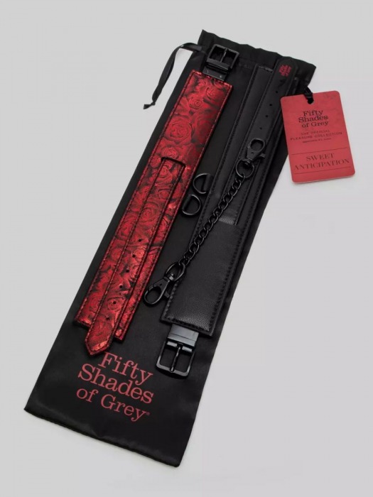 Красно-черные оковы Reversible Faux Leather Ankle Cuffs - Fifty Shades of Grey - купить с доставкой в Подольске