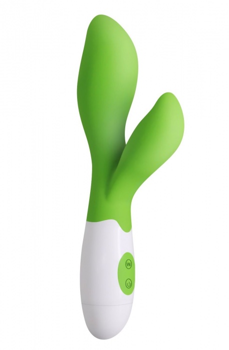 Зеленый вибратор Owen с клиторальным отростком - 20 см. - Baile