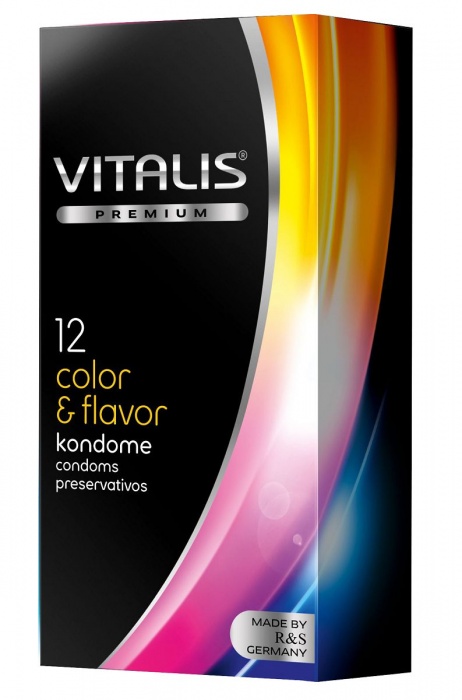 Цветные ароматизированные презервативы VITALIS PREMIUM color   flavor - 12 шт. - Vitalis - купить с доставкой в Подольске
