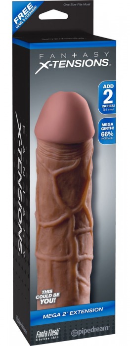 Коричневая насадка Mega 2  Extension - 20,3 см. - Pipedream - в Подольске купить с доставкой