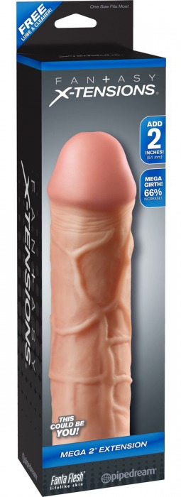 Телесная насадка Mega 2 Extension - 20 см. - Pipedream - в Подольске купить с доставкой