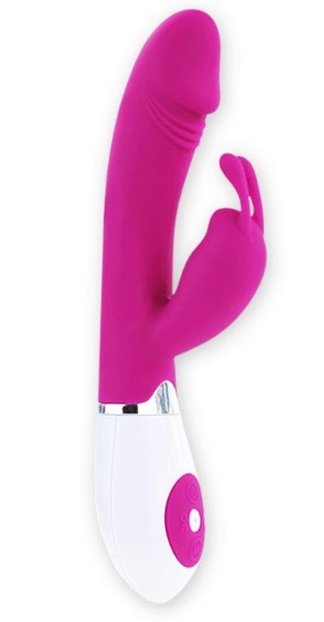 Розовый вибратор Gene с клиторальным стимулятором - 20,4 см. - Baile