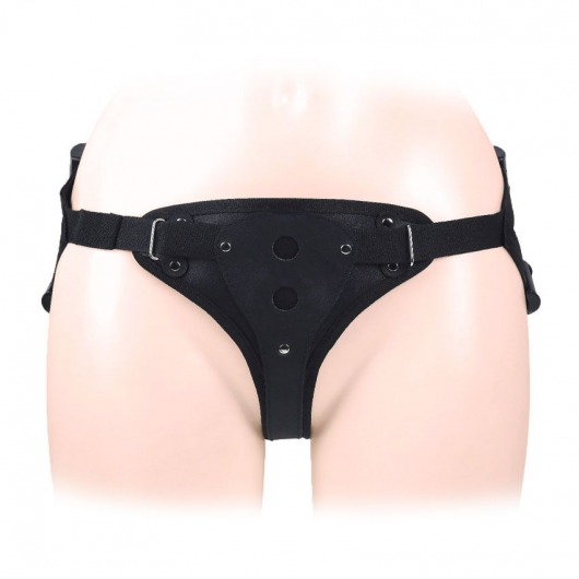 Черный пояс-трусики в комплекте с коннектором и насадкой - Notabu - купить с доставкой в Подольске