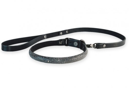 Эффектный сверкающий ошейник с поводком  Гламур - Sitabella - купить с доставкой в Подольске