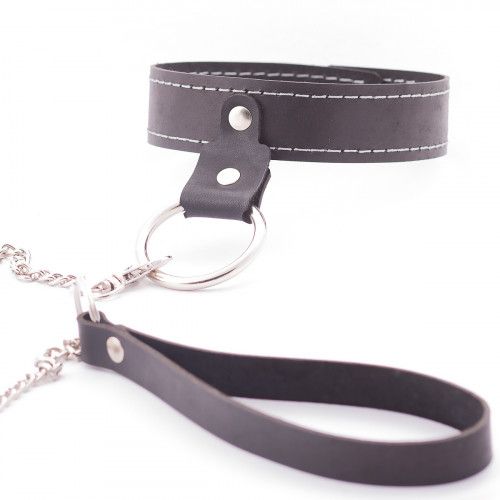 Узкий однослойный ошейник с поводком - Crazy Handmade - купить с доставкой в Подольске