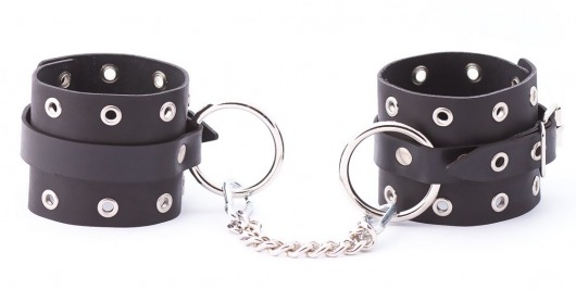 Черные кожаные оковы с люверсами - Crazy Handmade - купить с доставкой в Подольске