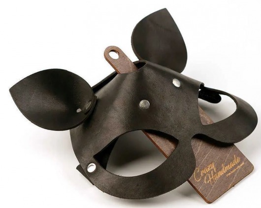 Черная кожаная маска  Кошка  с маленькими ушками - Crazy Handmade - купить с доставкой в Подольске