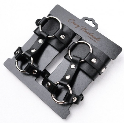 Черные наручники с креплением на кисть руки - Crazy Handmade - купить с доставкой в Подольске