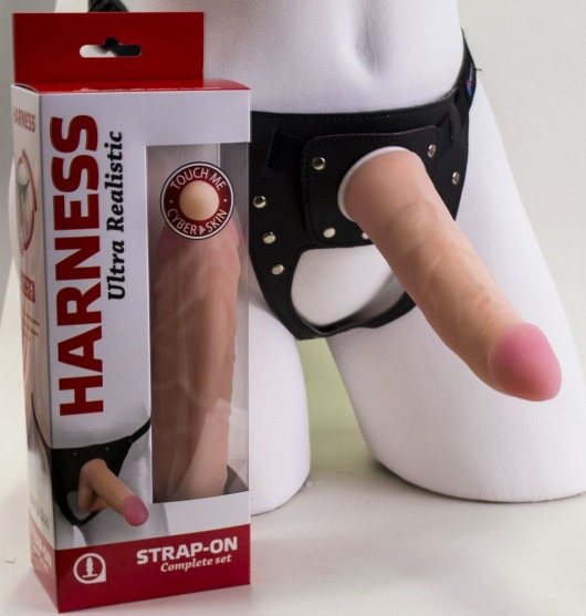 Страпон Харнесс из двух предметов: трусики с плугом и насадка-фаллос - 18 см. - LOVETOY (А-Полимер) - купить с доставкой в Подольске