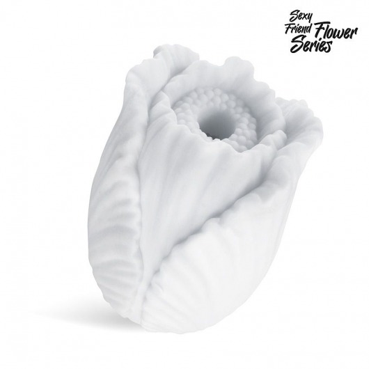 Белый нереалистичный мастурбатор в форме бутона цветка Tulips - 1137 - в Подольске купить с доставкой