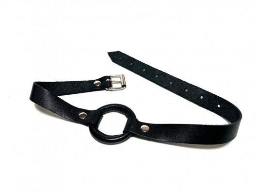 Черный кляп-кольцо на кожаных ремешках - БДСМ Арсенал - купить с доставкой в Подольске