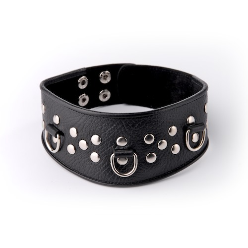 Кожаный черный ошейник с велюровой подкладкой - Sitabella - купить с доставкой в Подольске
